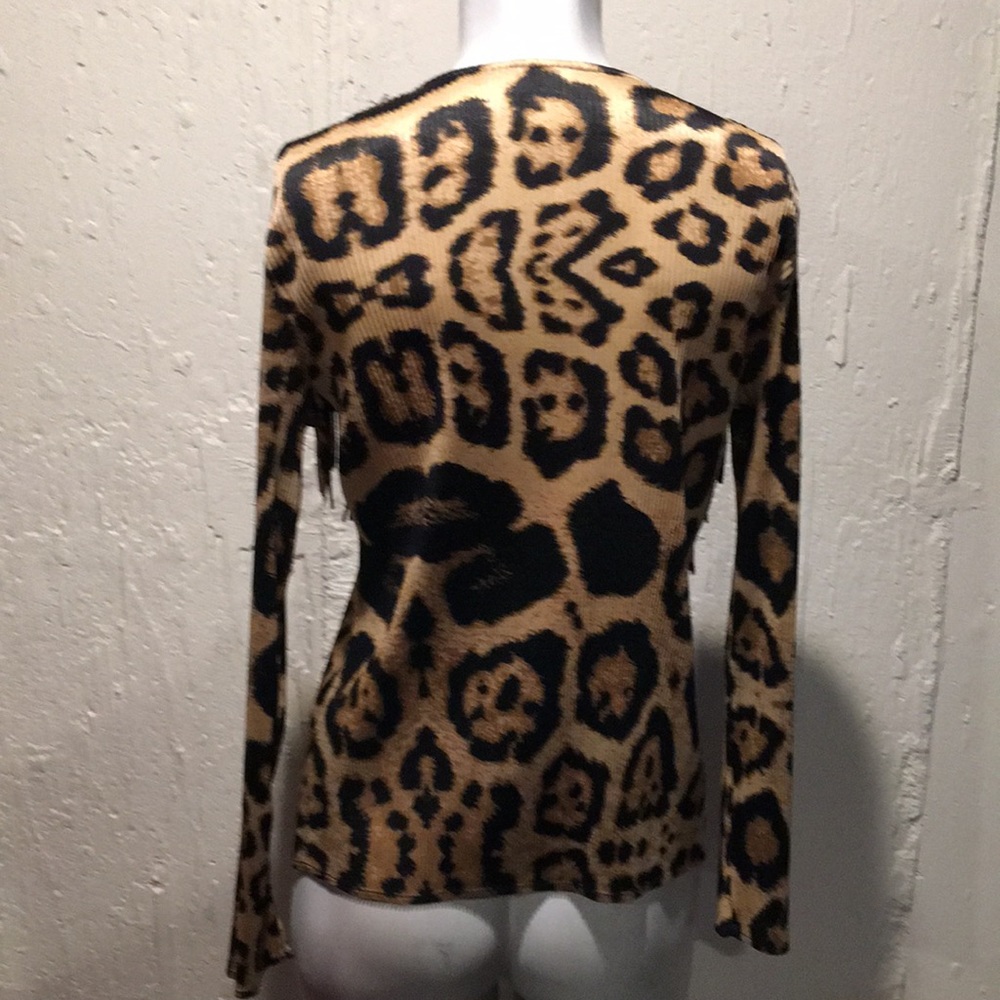 🌼Chico’s Leopard Fringe Jacket.  Small - Picture 5 of 11